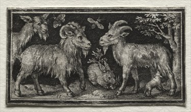 Fighting Chimeras and Scenes to Aesop's Fables: Goats and Hare, 1594. Nicolaes de Bruyn