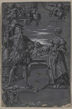 Design for Glass Painting: Man and Woman in Architectural Setting, second half 1500s. Attributed to