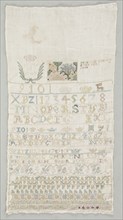 Sampler, 1742. Germany, Mid 18th century. Silk embroidery on linen ; overall: 52.1 x 27.9 cm (20