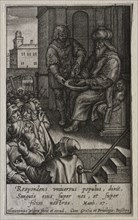 The Passion: Pilate Washing his Hands. Hieronymus Wierix (Flemish, 1553-1619). Engraving