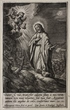 The Passion: Christ on the Mount of Olives. Hieronymus Wierix (Flemish, 1553-1619). Engraving