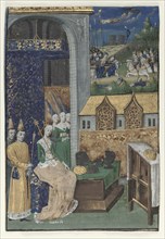 Single Miniature Excised from Boccaccio's Des Cleres et nobles femmes: Queen Medusa and Her Court,