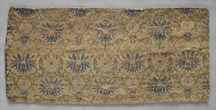 Fragment, late 1600s. Iran, late 17th century. Brocade; overall: 12.4 x 24.8 cm (4 7/8 x 9 3/4 in.)