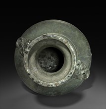 Covered Jar (Hu), 25-220. China, Eastern Han dynasty (25-220). Earthenware with lead glaze;