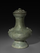 Covered Jar (Hu), 25-220. China, Eastern Han dynasty (25-220). Earthenware with lead glaze;