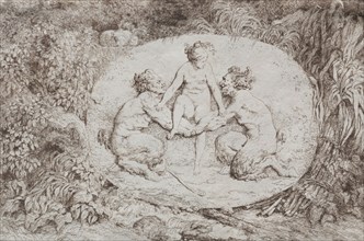 Bacchanales:  Nymph Supported by Two Satyrs, 1763. Jean-Honoré Fragonard (French, 1732-1806).