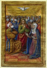 Miniature from a Book of Hours: The Pentecost, c. 1500. Jean Poyet (French). Tempera, and gold on