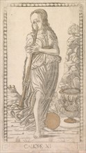 Calliope (from the Tarocchi series D:  Apollo and the Muses, #11), before 1467. Master of the