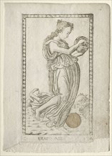 Erato (lyric and love poetry) (from the Tarocchi series D:  Apollo and the Muses, #14), before 1467