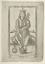 Apollo (from the Tarocchi, series D:  Apollo and the Muses, #20), before 1467. Master of the