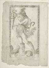 Mercury (from the Tarocchi, series A:  Firmaments of the Universe, #42), before 1467. Master of the