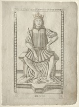 The King (from the Tarocchi, series E: Conditions of Man, #8), before 1467. Master of the E-Series