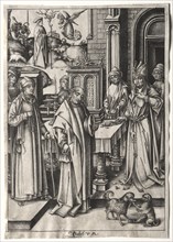High Priest Rejecting the Offering of Joachim. Israhel van Meckenem (German, c. 1440-1503).