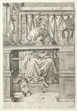 St. Jerome in His Study, c. 1510. Giovanni Antonio da Brescia (Italian), after Filippino Lippi