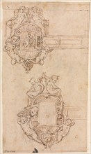 Design for Decorative Hinges, mid 1500s. Luzio Romano (Italian, active 1528-75). Pen and brown ink