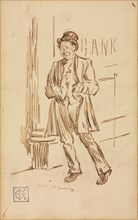Study of a Drunken Man Passing a Bank. Charles Samuel Keene (British, 1823-1891). Pen and ink;