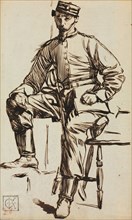 Charles Keene as a Volunteer. Charles Samuel Keene (British, 1823-1891). Pen and brown ink; sheet: