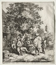 The fiddler and the hurdy-gurdy boy. Adriaen van Ostade (Dutch, 1610-1684). Etching