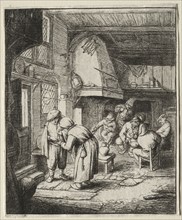 The Peasant settling his debt. Adriaen van Ostade (Dutch, 1610-1684). Etching