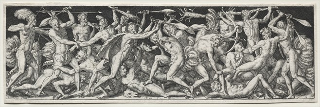 Combats and Triumphs. Etienne Delaune (French, 1518/19-c. 1583). Engraving; image: 6.5 x 21.9 cm (2