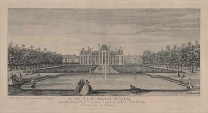 Chateau of Berny from the Gardens. Jacques Rigaud (French, 1681-1754). Engraving