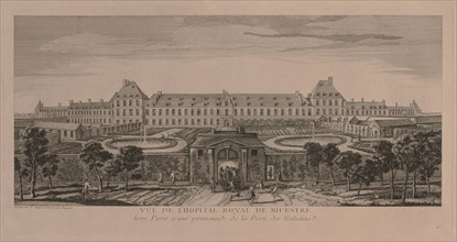 The Royal Hospital of Bicestre. Jacques Rigaud (French, 1681-1754). Engraving