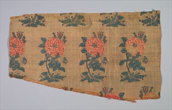 Sleeve with rose bushes and butterflies, early 1600s. Iran, Safavid Period. Taqueté ground with