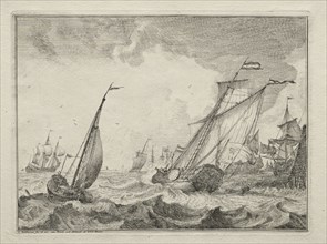 Ships in a Gale, 1701. Ludolf Backhuysen (Dutch, 1631-1708), Ludolf Backhuysen (Dutch, 1631-1708).