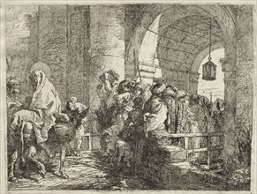 Flight into Egypt:  The Holy Family Passing under an Arch. Giovanni Domenico Tiepolo (Italian,