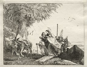 Flight into Egypt:  The Holy Family, Disembarking. Giovanni Domenico Tiepolo (Italian, 1727-1804).