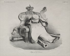 La Caricature (Journal) No. 199: Caricature, plate. 417: The Repose of France, 1834. Honoré Daumier