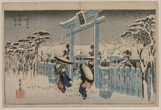 Snow at the Gion Shrine (from the series Famous Places in Kyoto), mid 1830s. Ando Hiroshige
