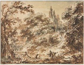 Scene in a Park, c. 1760. Jean-Honoré Fragonard (French, 1732-1806). Pen and brown and gray ink,