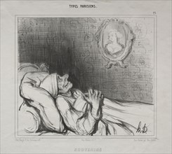 published in la Caricature, 2e série (no. du 10 mai 1840): Parisian Types:  Memories, 10 May 1840.