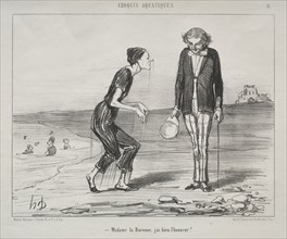 published in le Charivari (no du 15 août 1853): Aquatic Sketches, plate 8: Madame la Baronne, it is