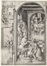 The Passion:  Christ Washing the Feet of His Disciples. Israhel van Meckenem (German, c. 1440-1503)