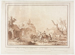 Before the Rampart of a Village, 1774. Jean François Janinet (French, 1752-1814). Aquatint