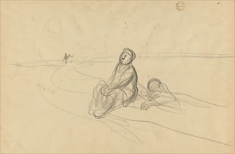 Two Figures on a Road, c. 1919. Jean Louis Forain (French, 1852-1931). Black crayon; sheet: 37 x 53