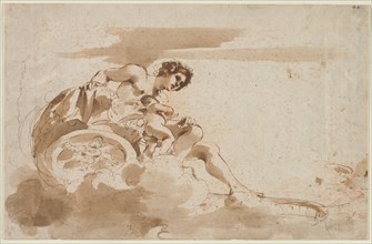 Venus and Cupid in a Chariot, 1615-1617. Guercino (Italian, 1591-1666). Pen and brown ink and brush