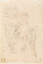 Sketches of Five Arms and a Head (verso), mid 1500s. Luzio Romano (Italian, active 1528-75). Pen