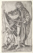 St. Martin Dividing His Cloak for a Beggar. Israhel van Meckenem (German, c. 1440-1503). Engraving
