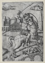 Horatius Cocles Defending the Sublician Bridge. Marcantonio Raimondi (Italian, 1470/82-1527/34).