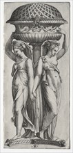 The Cassollette: Women Supporting an Urn, c. 1520-27. Marco Dente (Italian, c. 1486-1527), after