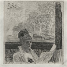 Young Woman. Félicien Rops (Belgian, 1833-1898). Etching