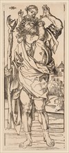 St. Christopher Crossing the Stream, 1528. Albrecht Dürer (German, 1471-1528). Woodcut