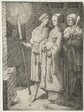 The Man with the Torch and a Woman Followed by a Fool, c. 1508. Lucas van Leyden (Dutch, 1494-1533)
