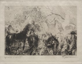 Horse Market in Algiers, 1898. Albert Besnard (French, 1849-1934). Etching; sheet: 27.2 x 37.5 cm