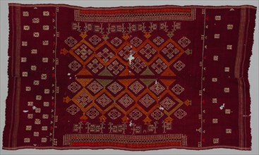 Shawl (?), 1700s - 1800s. India, 18th-19th century. Embroidery on wool ground; overall: 189.9 x 111