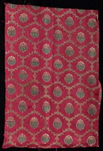 Brocade, 1800s. India, Gulbarga, 19th century. Brocade, "kimkhwab"; silk, cotton, gold thread;