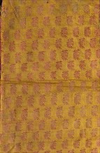 Brocade, 1800s. India, Surat, 19th century. Brocade; silk and cotton; overall: 28.8 x 17.2 cm (11